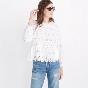 Madewell Eyelet Keyhole Peplum Top